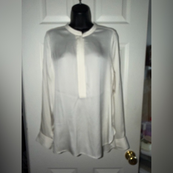 Vince Tops - Vince Silk Long-Sleeve Optic White Blouse